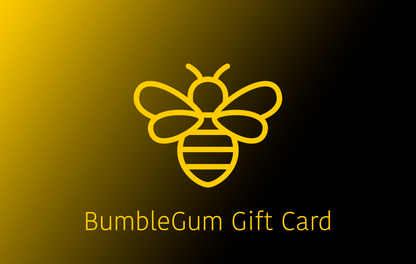 BumbleGum Gift Card logo with a yellow bee on a gradient background